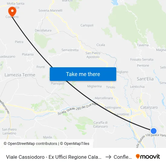 Viale Cassiodoro - Ex Uffici Regione Calabria to Conflenti map