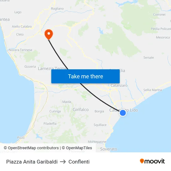 Piazza Anita Garibaldi to Conflenti map
