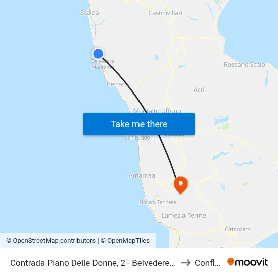 Contrada Piano Delle Donne, 2 - Belvedere Marittimo to Conflenti map