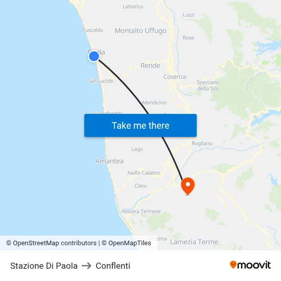Stazione Di Paola to Conflenti map