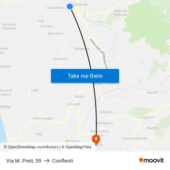 Via M .Preti, 59 to Conflenti map