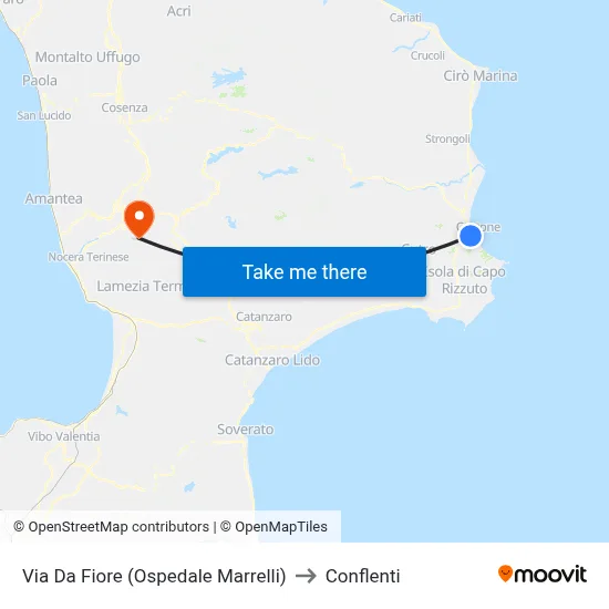 Via Da Fiore (Ospedale Marrelli) to Conflenti map