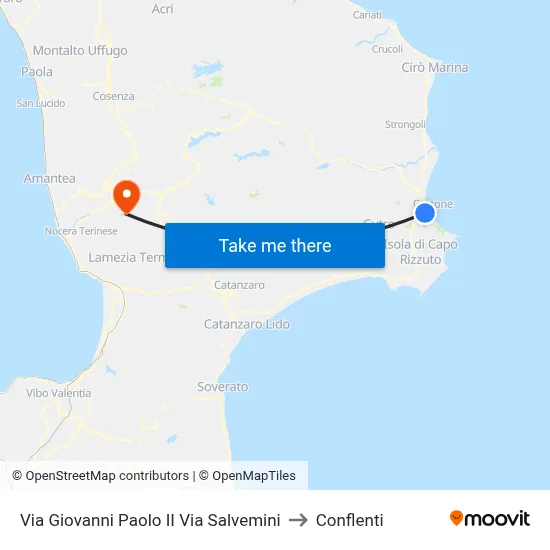 Via Giovanni Paolo II Via Salvemini to Conflenti map