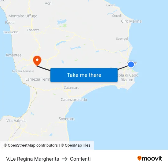 V.Le Regina Margherita to Conflenti map
