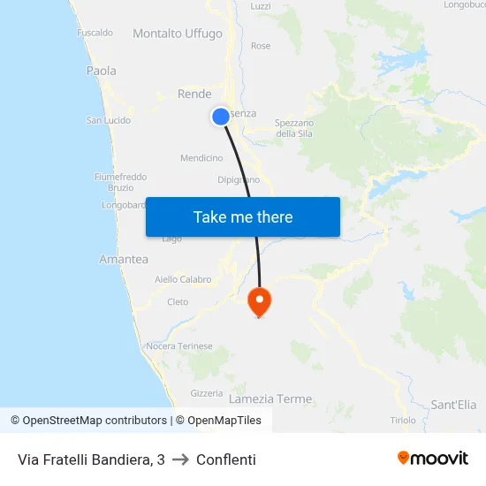 Via Fratelli Bandiera, 3 to Conflenti map