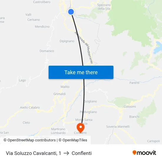 Via Soluzzo Cavalcanti, 1 to Conflenti map