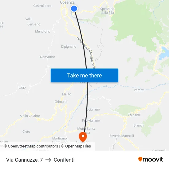 Via Cannuzze, 7 to Conflenti map