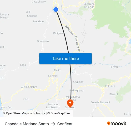 Ospedale Mariano Santo to Conflenti map