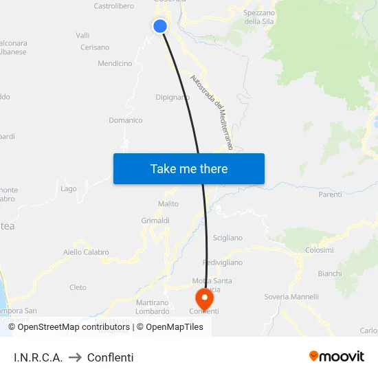 I.N.R.C.A. to Conflenti map