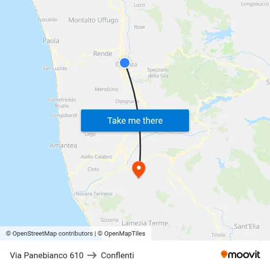 Via Panebianco 610 to Conflenti map