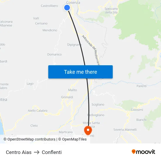 Centro Aias to Conflenti map