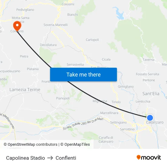 Capolinea Stadio to Conflenti map