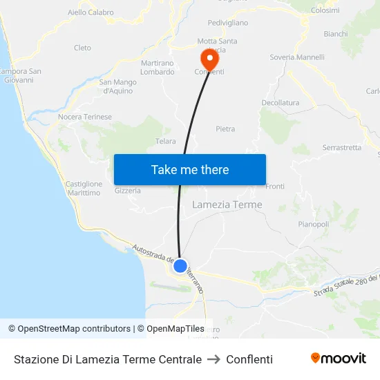 Stazione Di Lamezia Terme Centrale to Conflenti map