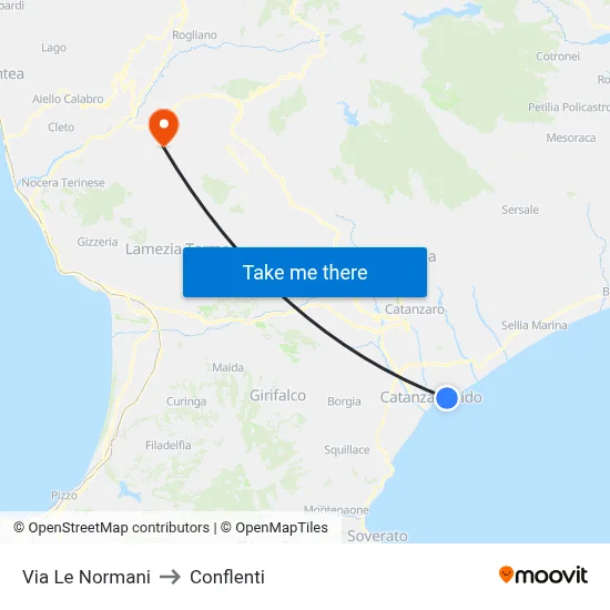 Via Le Normani to Conflenti map