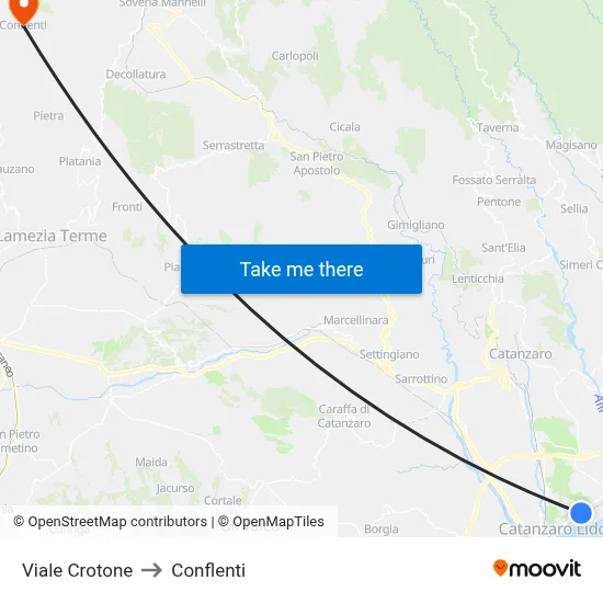 Crotone Avenue to Conflenti map