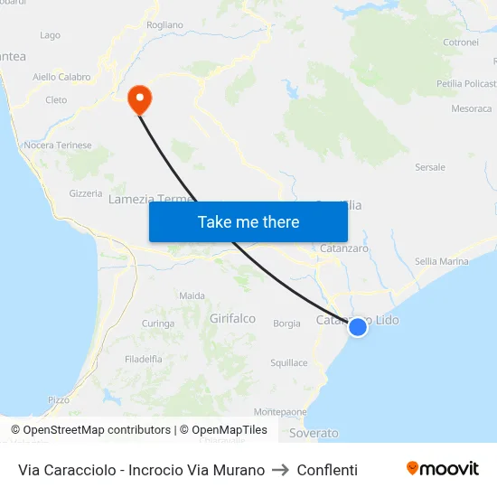 Via Caracciolo - Incrocio Via Murano to Conflenti map