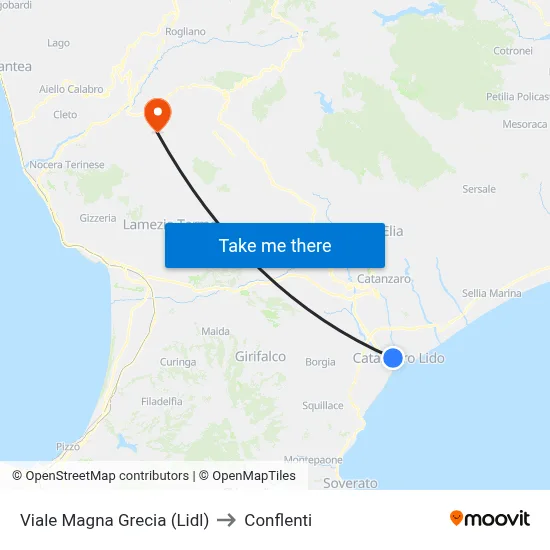 Viale Magna Grecia (Lidl) to Conflenti map