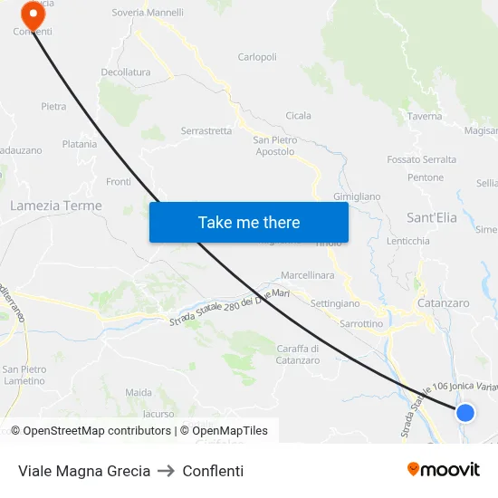 Viale Magna Grecia to Conflenti map