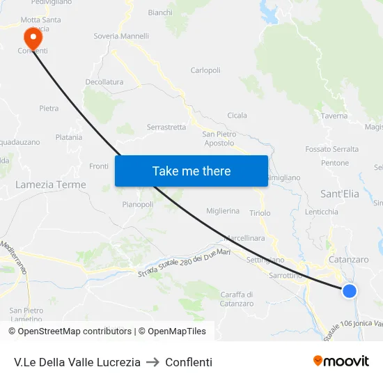 V.Le Della Valle Lucrezia to Conflenti map