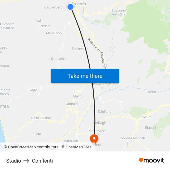 Stadio to Conflenti map