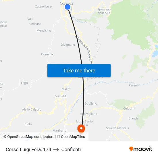Corso Luigi Fera, 174 to Conflenti map