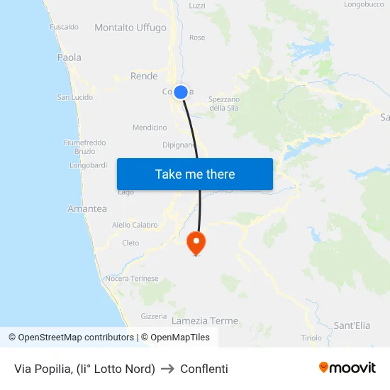 Via Popilia, (Ii° Lotto Nord) to Conflenti map
