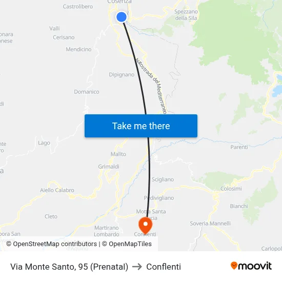 Via Monte Santo, 95 (Prenatal) to Conflenti map