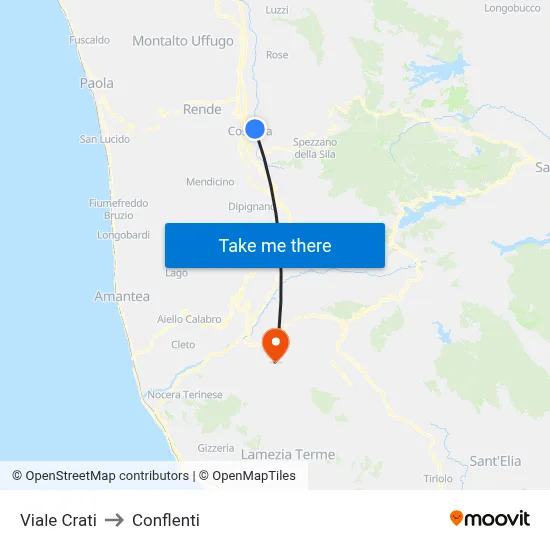 Viale Crati to Conflenti map
