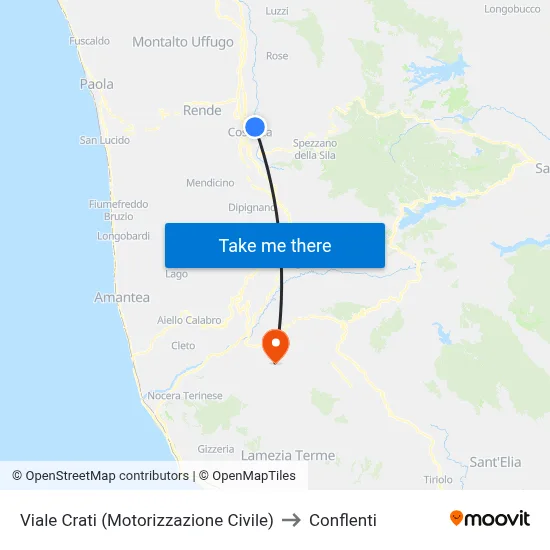Viale Crati (Motorizzazione Civile) to Conflenti map