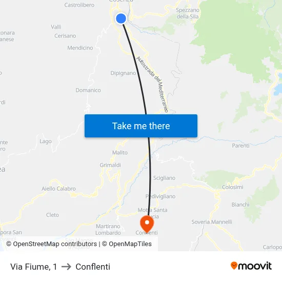 Via Fiume, 1 to Conflenti map