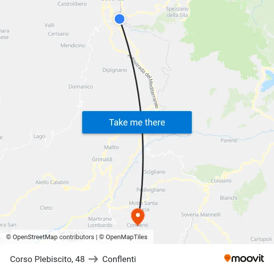 Corso Plebiscito, 48 to Conflenti map