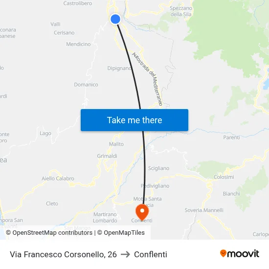 Via Francesco Corsonello, 26 to Conflenti map
