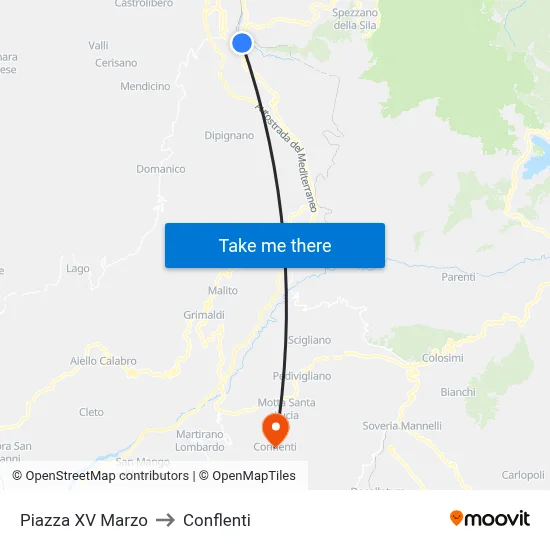 Piazza XV Marzo to Conflenti map