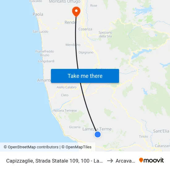 Capizzaglie, State Road 109, 100 - Lamezia Terme to Arcavacata map