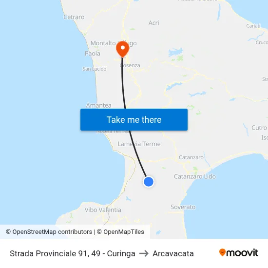 Provincial Road 91, 49 - Curinga to Arcavacata map