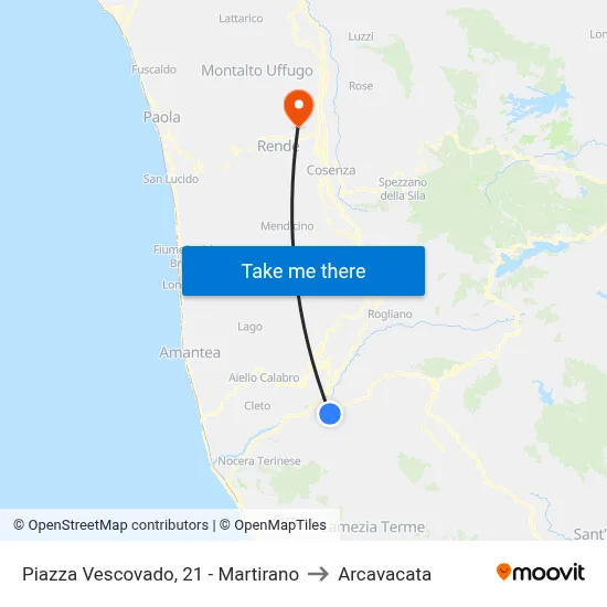 Piazza Vescovado, 21 - Martirano to Arcavacata map
