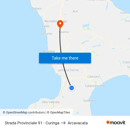 Provincial Road 91 - Curinga to Arcavacata map