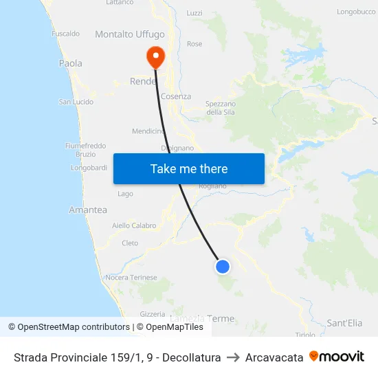 Provincial Road 159/1, 9 - Decollatura to Arcavacata map