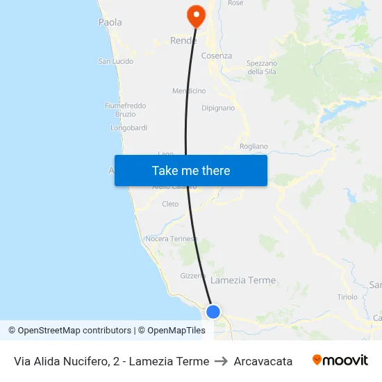 Via Alida Nucifero, 2 - Lamezia Terme to Arcavacata map