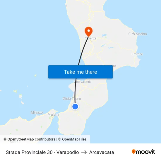 Provincial Road 30 - Varapodio to Arcavacata map