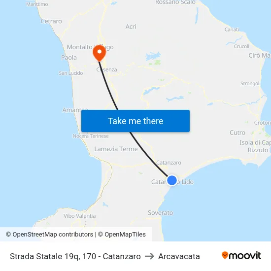 State Road 19q, 170 - Catanzaro to Arcavacata map
