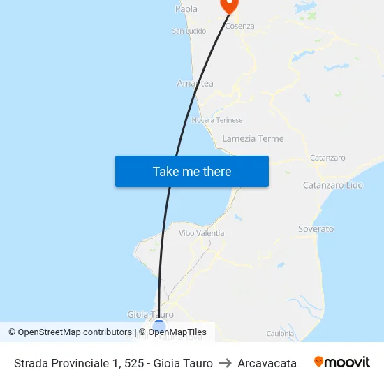 Provincial Road 1, 525 - Gioia Tauro to Arcavacata map