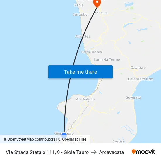 State Road 111, 9 - Gioia Tauro to Arcavacata map