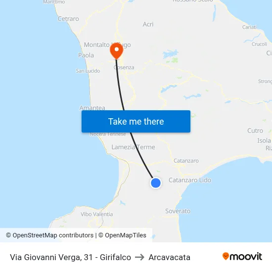 Via Giovanni Verga, 31 - Girifalco to Arcavacata map