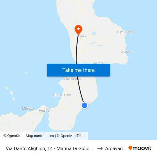 Via Dante Alighieri, 14 - Marina Di Gioiosa Ionica to Arcavacata map