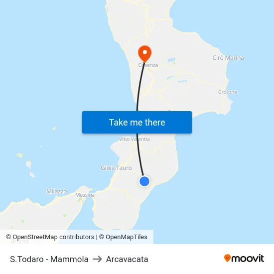 S.Todaro - Mammola to Arcavacata map