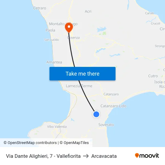 Dante Alighieri Street, 7 - Vallefiorita to Arcavacata map