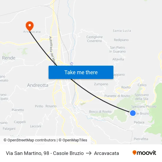 Via San Martino, 98 - Casole Bruzio to Arcavacata map