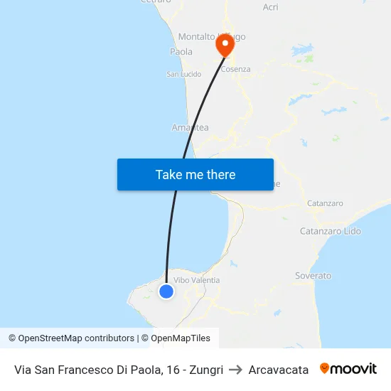 Via San Francesco Di Paola, 16 - Zungri to Arcavacata map