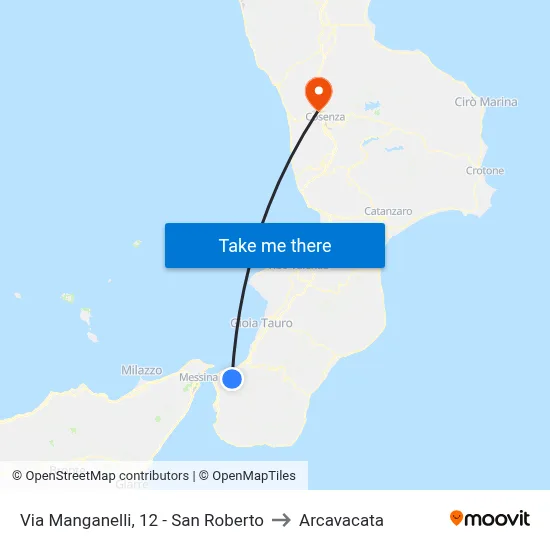 Via Manganelli, 12 - San Roberto to Arcavacata map
